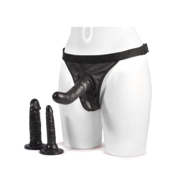 Strap-on sada (3 dilda, černá)