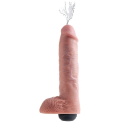 Stříkající realistické dildo s varlaty King Cock 11"