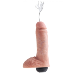 Stříkající realistické dildo s varlaty King Cock 8"