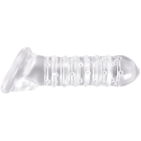 Stimulační návlek na penis Renegade RIBBED EXTENSION, transparentní