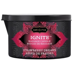 Masážní olejová svíčka Ignite Strawberry Dreams - Kama Sutra