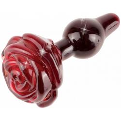 Skleněný anální kolík s ozdobnou růží ICICLES No. 76 - Pipedream