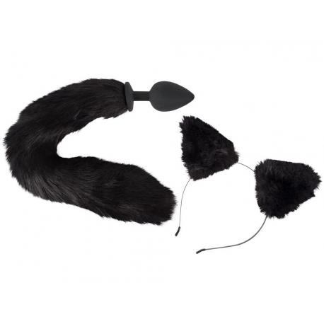 Pet Play Kit - anální kolík s ocasem a čelenka s ušima