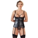 Top s podvazky a pouty na ruce + tanga s otevřeným rozkrokem - BONDAGE Cottelli Collection
