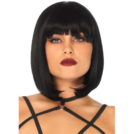 Krátká černá paruka s ofinou Short Natural Bob - Leg Avenue