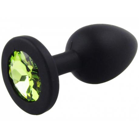 Malý anální kolík ze silikonu se šperkem - světle zelený