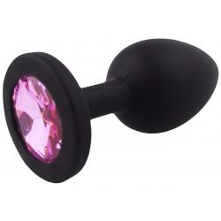 Malý anální kolík ze silikonu se šperkem - světle růžový