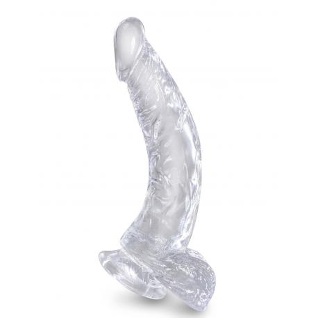 Transparentní realistické dildo s varlaty a přísavkou King Cock Clear 7.5"