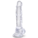 Transparentní realistické dildo s varlaty a přísavkou King Cock Clear 8"