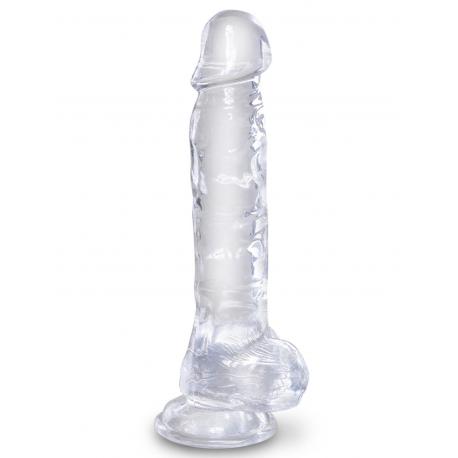 Transparentní realistické dildo s varlaty a přísavkou King Cock Clear 8"
