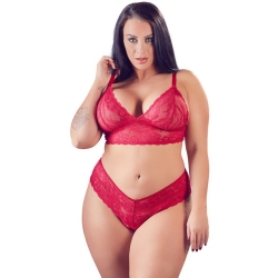 Set červeného krajkového spodního prádla - Cottelli (plus size)