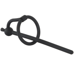 Silikonový dutý dilatátor Piss Play (s kroužkem za žalud a zátkou) - Penisplug (6 mm)