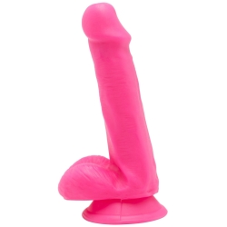 Růžové realistické dildo s varlaty a přísavkou Happy Dicks 6" - ToyJoy