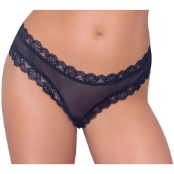 Průsvitné kalhotky se šněrováním a lemy z krajky - Cottelli Collection