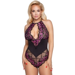 Krajkové body s neprůhlednou vsadkou - Cottelli (plus size)