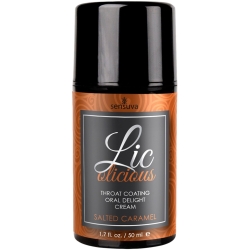 Orální krém na deepthroat Lic-o-licious Salted Caramel - Sensuva (50 ml)