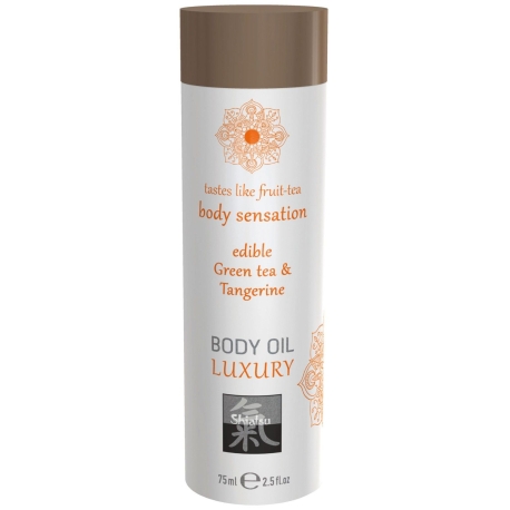 Jedlý masážní olej Shiatsu Body Oil Luxury Green tea & Tangerine - HOT